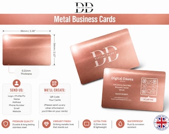 Custom engraved rose gold metal business cards from Digital Dawes